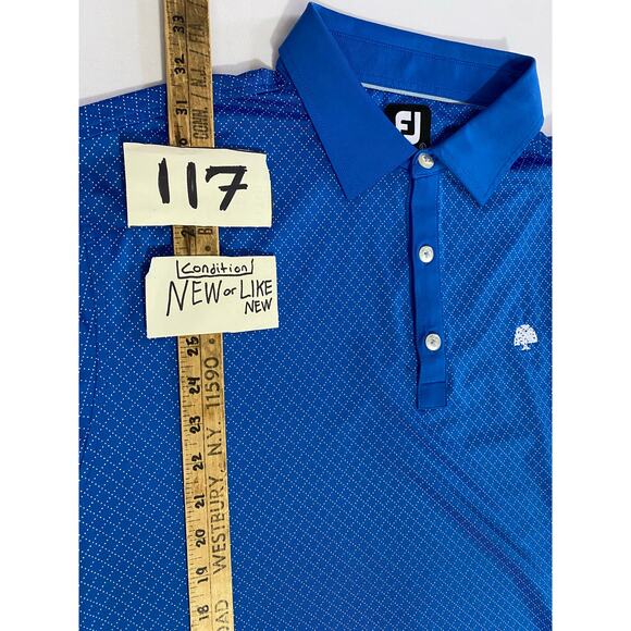FootJoy Polo Golf Shirt Men’s Size Large Blue Diamond Pattern Short Sleeve Logo - Picture 4 of 8